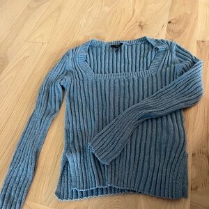 Sparkly blue square neck long sleeve